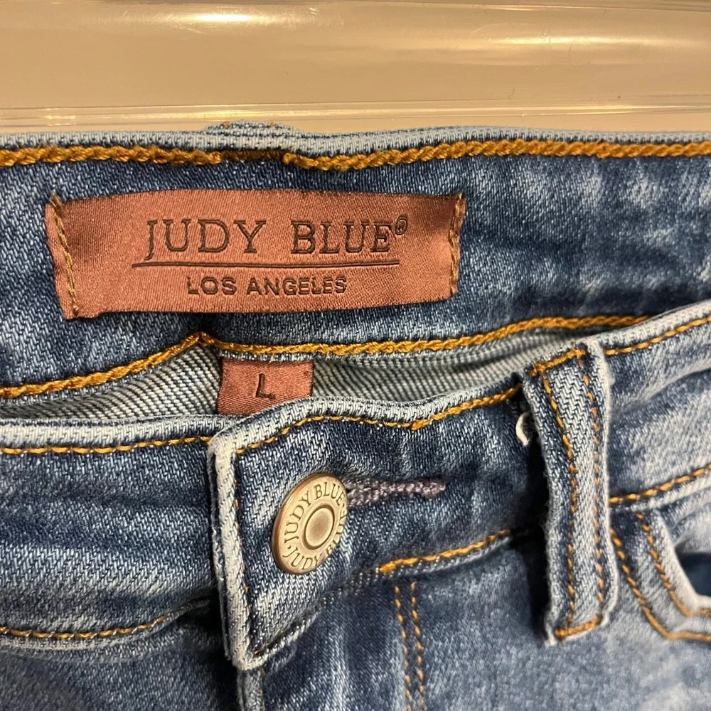 Judy Blue Jean Shorts Cutoff Blue Stretch Denim Size large
